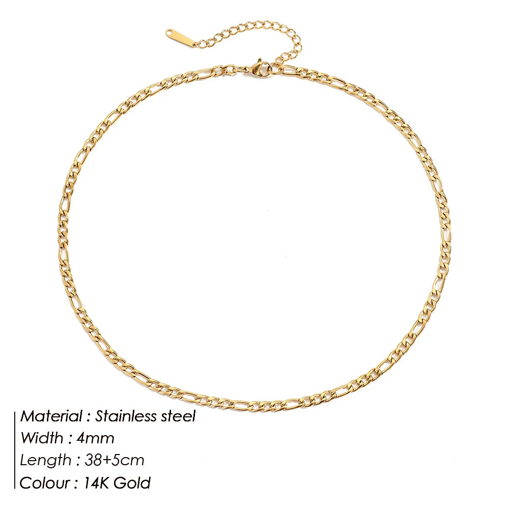 SUNIBI 316L Stainless Steel Chain Necklace for Women Gold Color Statement Choker Necklaces Do Not Fade Jewelry Wholesale