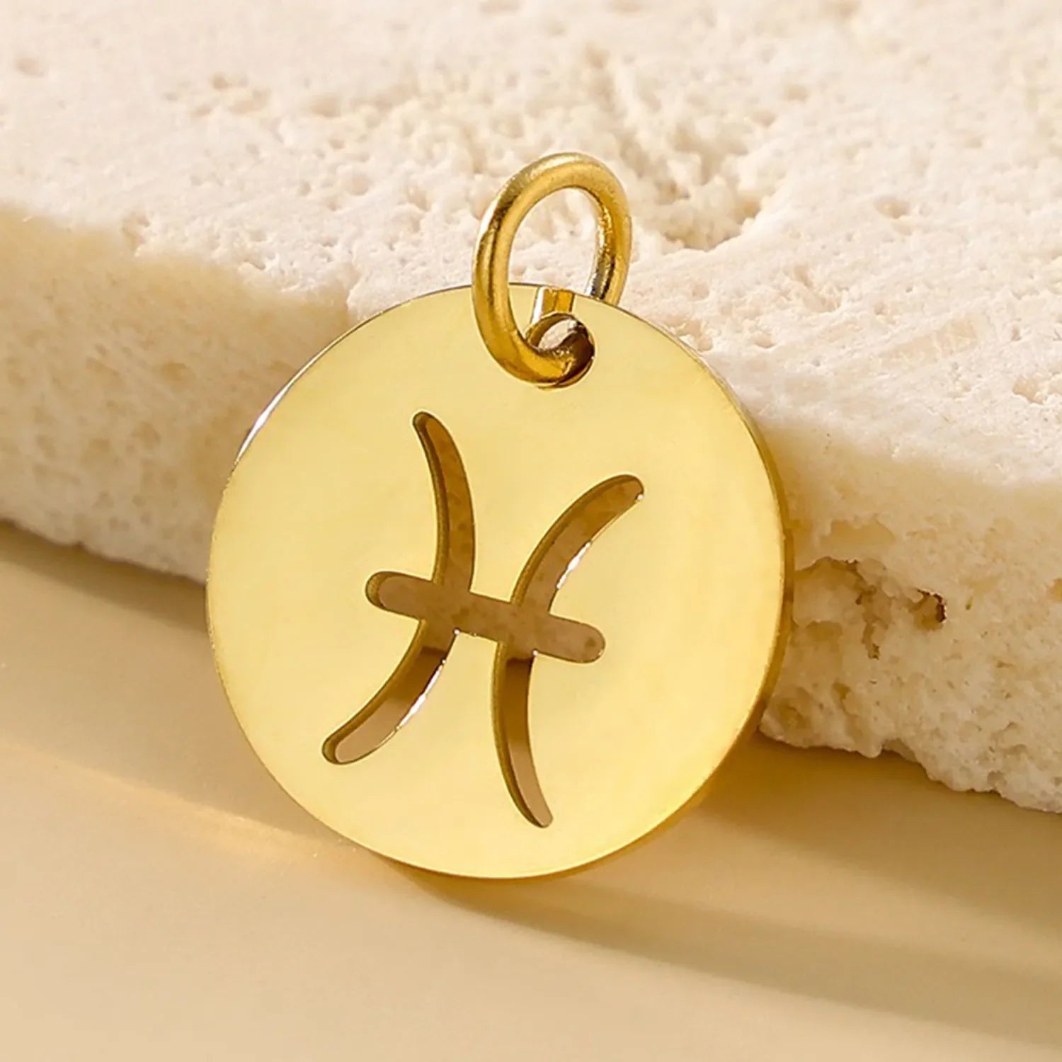 SUNIBI DIY Stainless Steel Disc Components 12 Zodiac Charms for Handmade Jewelry Making Designer Gold Plated Charms for Bracelet