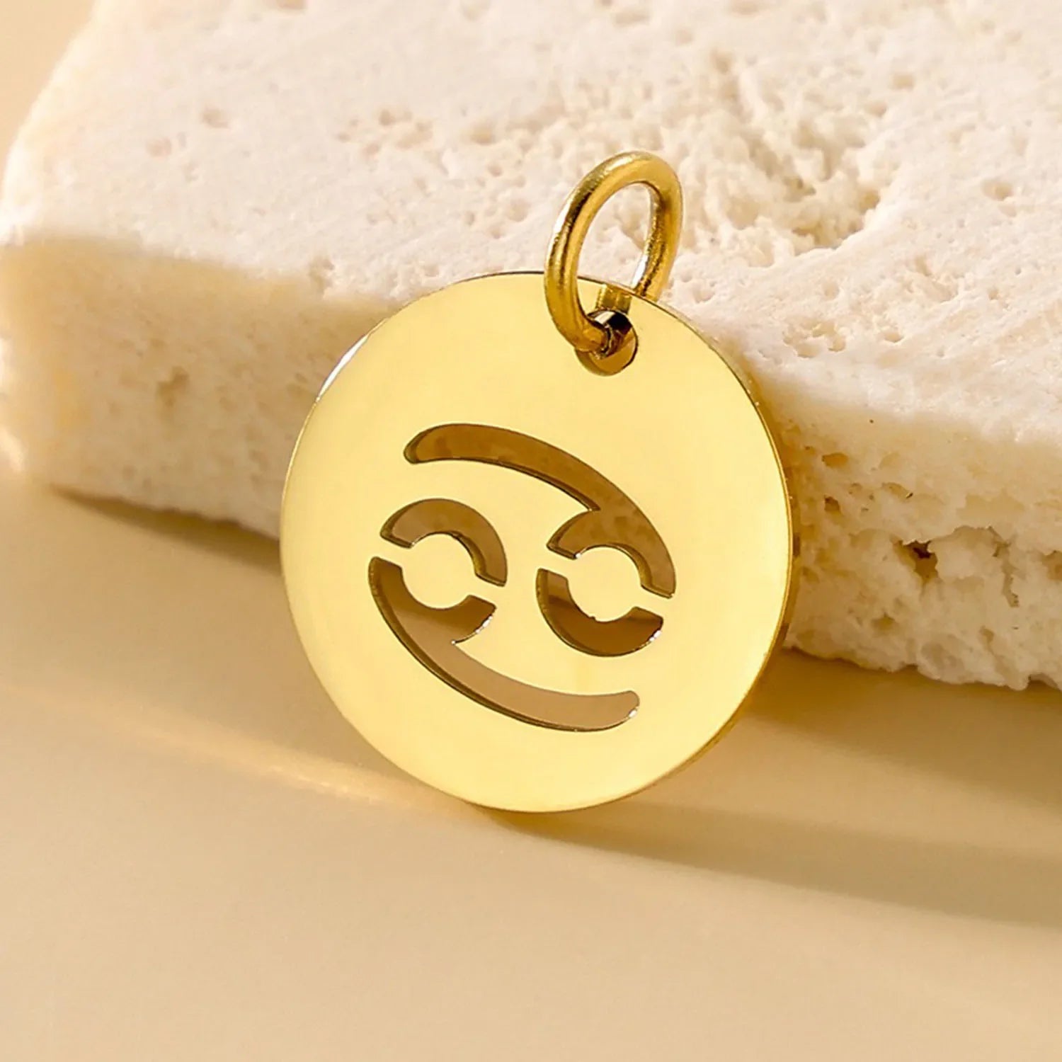 SUNIBI DIY Stainless Steel Disc Components 12 Zodiac Charms for Handmade Jewelry Making Designer Gold Plated Charms for Bracelet