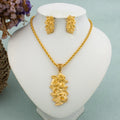 New Arrivals Gold Color Jewelry Sets For Women Fashion Earrings Necklace Italy Bangle Ring Flower Pendant Bride Wedding Party