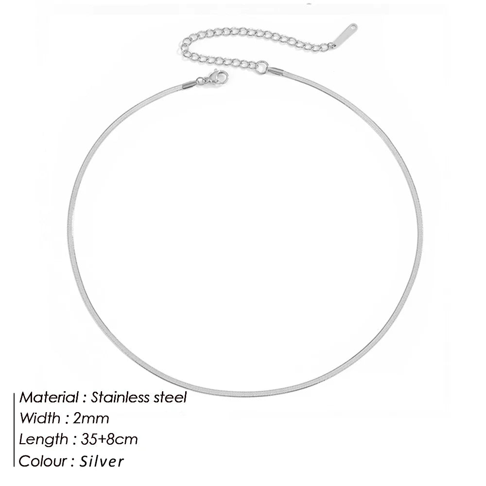 SUNIBI 316L Stainless Steel Chain Necklace for Women Gold Color Statement Choker Necklaces Do Not Fade Jewelry Wholesale