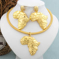 African Gold Color Jewelry Set for Women Large Earrings and Pendant Italian Luxury Necklace Bangle Ring Weddings Jewellery Gift