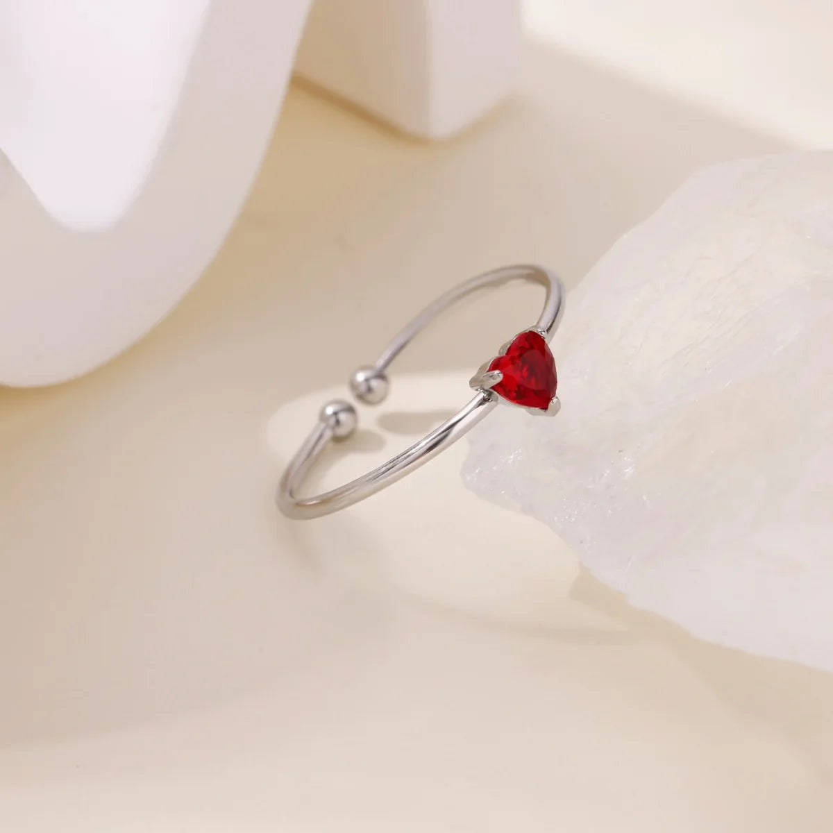 2025 Birth Colorful Cubic Zircon Heart Opening Rings For Women Fashion Dainty Stainless Steel Princess Ring Jewelry Wedding Gift
