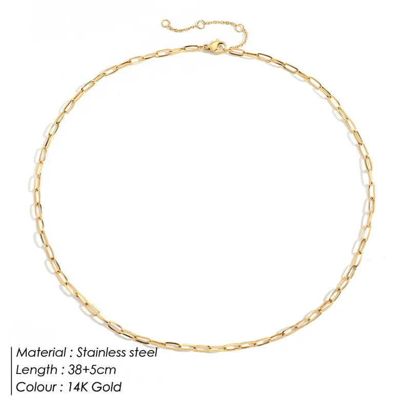 SUNIBI 316L Stainless Steel Chain Necklace for Women Gold Color Statement Choker Necklaces Do Not Fade Jewelry Wholesale