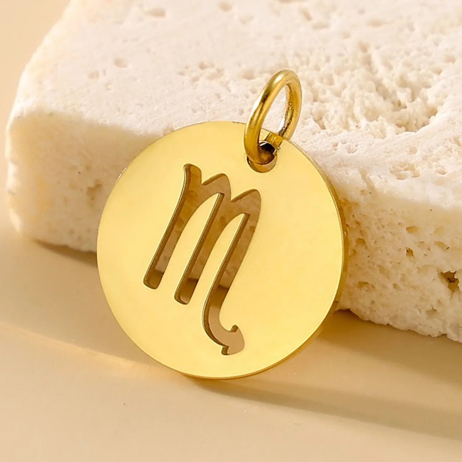 SUNIBI DIY Stainless Steel Disc Components 12 Zodiac Charms for Handmade Jewelry Making Designer Gold Plated Charms for Bracelet