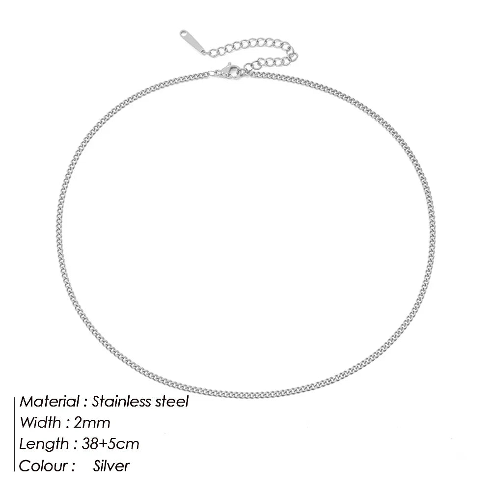 SUNIBI 316L Stainless Steel Chain Necklace for Women Gold Color Statement Choker Necklaces Do Not Fade Jewelry Wholesale