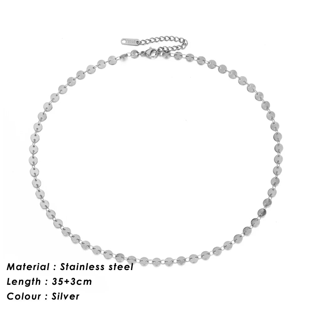 SUNIBI 316L Stainless Steel Chain Necklace for Women Gold Color Statement Choker Necklaces Do Not Fade Jewelry Wholesale