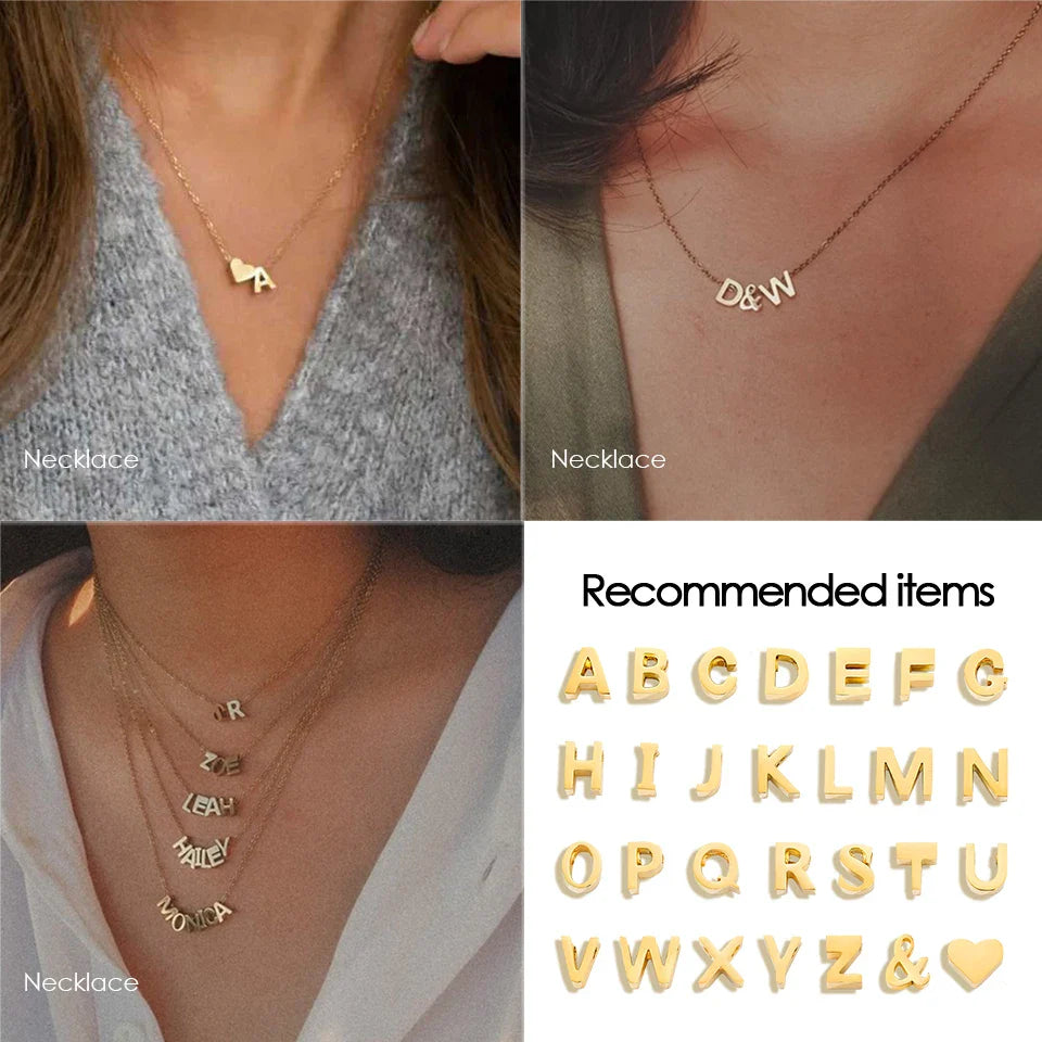 Stainless Steel Initial Heart Charm for Jewelry Silver Plated Letter Name Pendant for Women Wholesale Alphabet A-Z Jewelry Gift