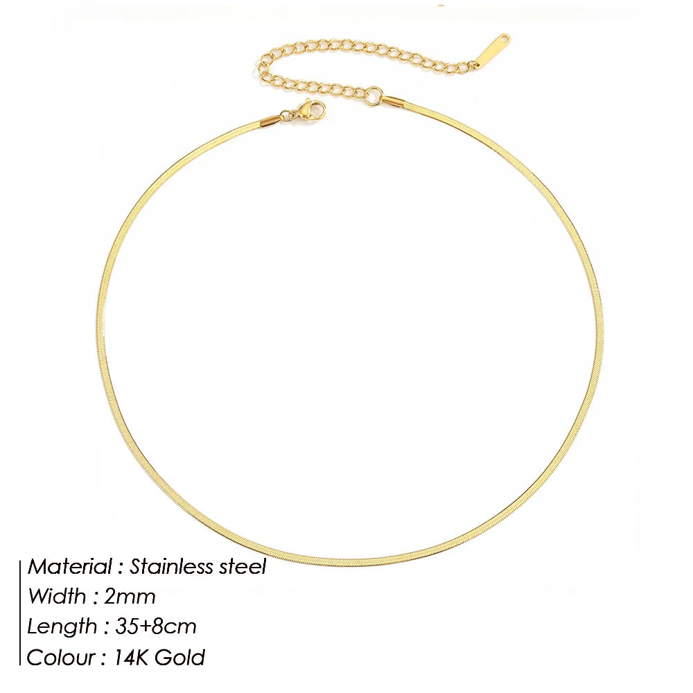 SUNIBI 316L Stainless Steel Chain Necklace for Women Gold Color Statement Choker Necklaces Do Not Fade Jewelry Wholesale