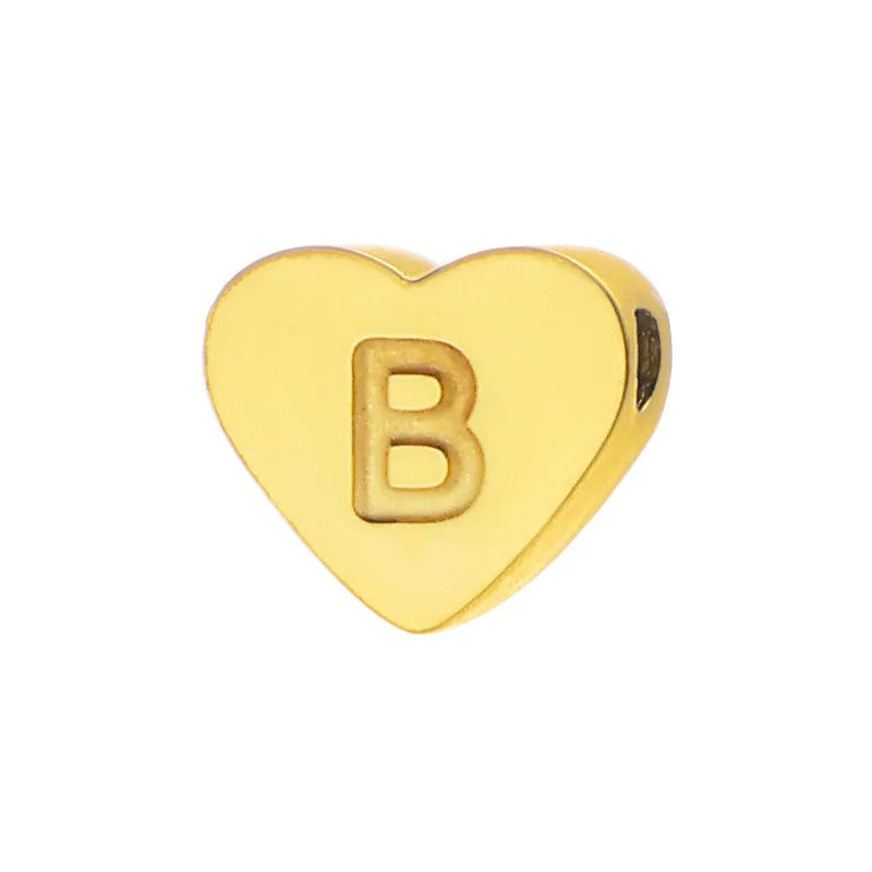SUNIBI Initial Name Heart Shape Pendant For Necklaces Stainless Steel Necklace for Women Bracelet Make Earrings Jewelry