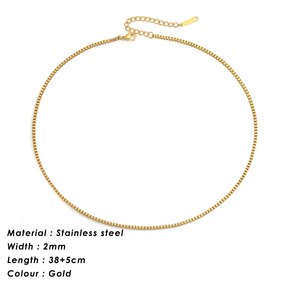 SUNIBI 316L Stainless Steel Chain Necklace for Women Gold Color Statement Choker Necklaces Do Not Fade Jewelry Wholesale