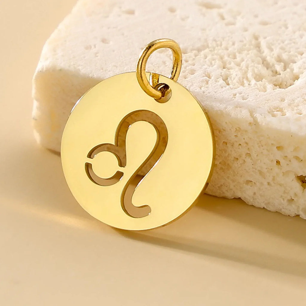 SUNIBI DIY Stainless Steel Disc Components 12 Zodiac Charms for Handmade Jewelry Making Designer Gold Plated Charms for Bracelet