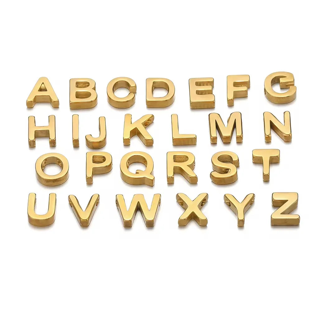 Stainless Steel Initial Heart Charm for Jewelry Silver Plated Letter Name Pendant for Women Wholesale Alphabet A-Z Jewelry Gift