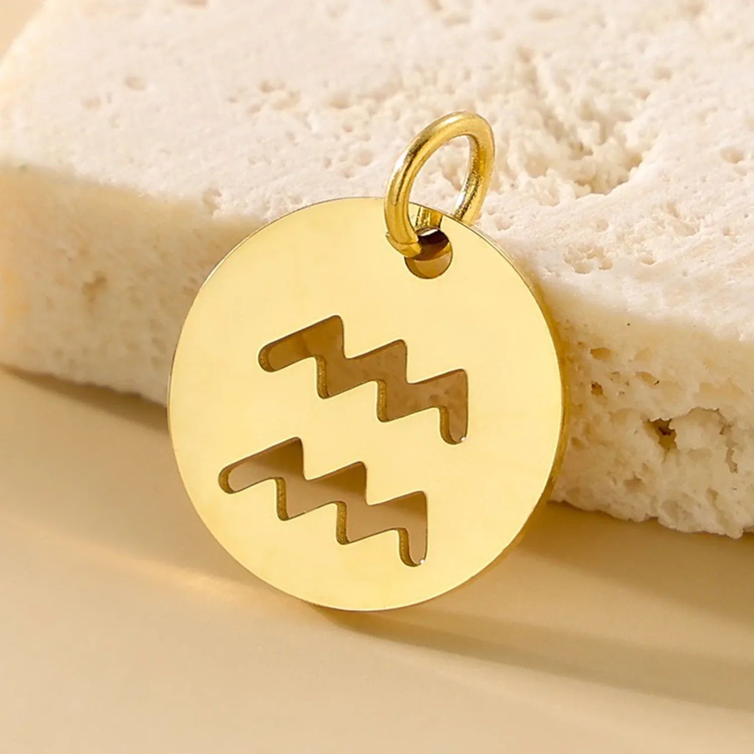 SUNIBI DIY Stainless Steel Disc Components 12 Zodiac Charms for Handmade Jewelry Making Designer Gold Plated Charms for Bracelet