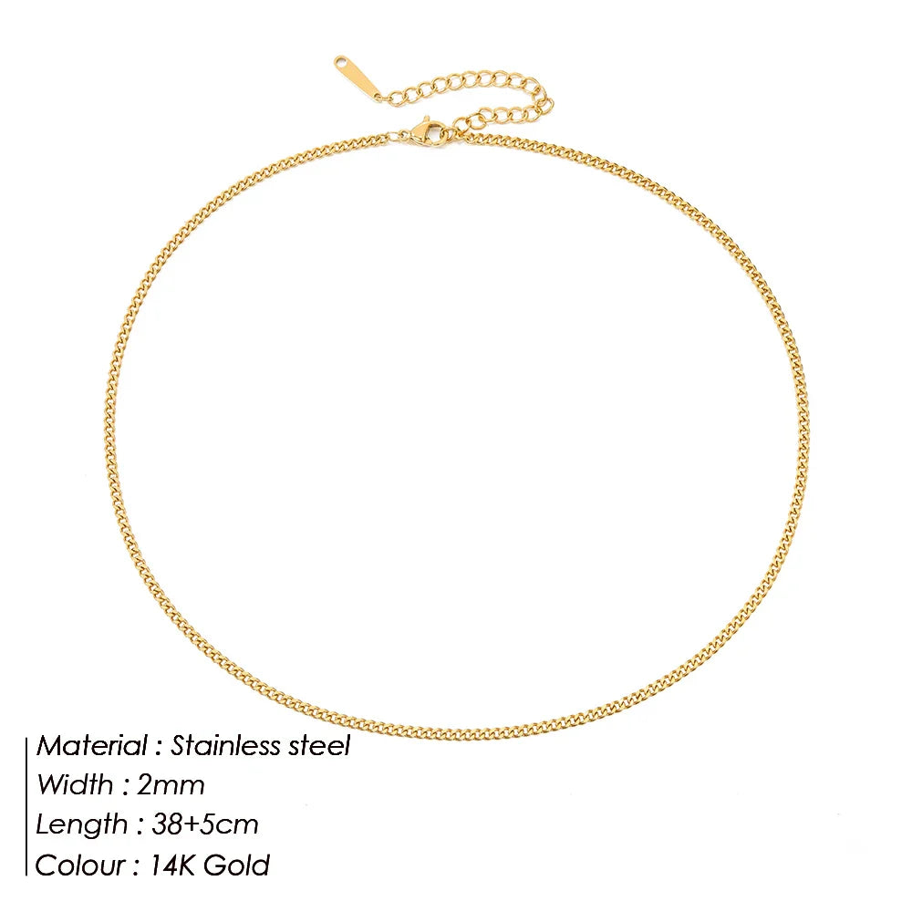 SUNIBI 316L Stainless Steel Chain Necklace for Women Gold Color Statement Choker Necklaces Do Not Fade Jewelry Wholesale