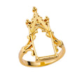Stainless Steel Magic Mirror Rings For Women Gold Plated Aesthetic Wedding Ring Castle Flower Leaf Design Lighjt Luxury Jewelry
