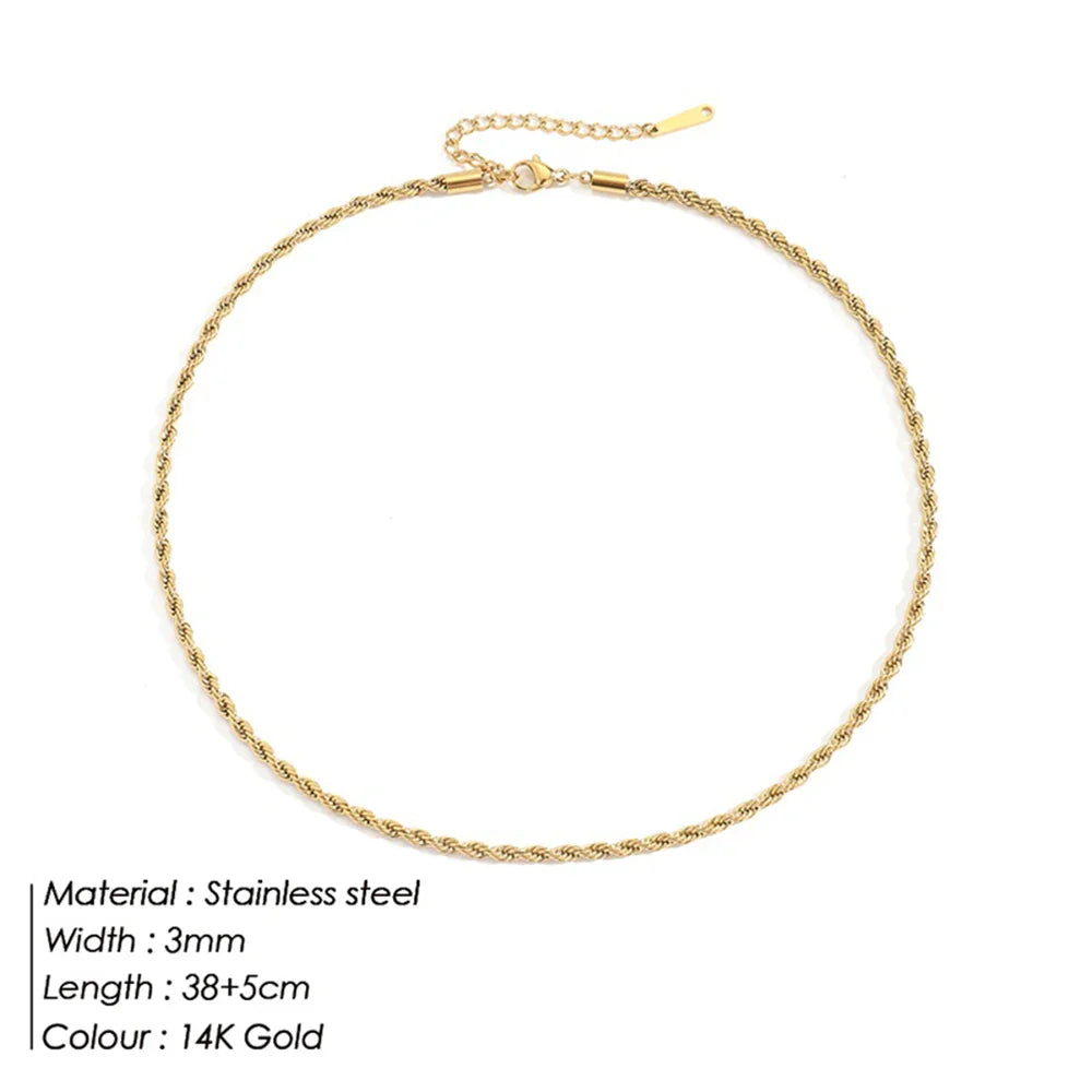 SUNIBI 316L Stainless Steel Chain Necklace for Women Gold Color Statement Choker Necklaces Do Not Fade Jewelry Wholesale