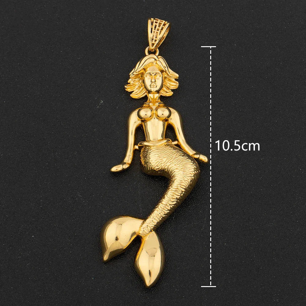 Gold Color Hip Hop Personality Pendant African Map Mermaid Dollar Euro Shape Pendant Party Jewelry Birthday Gifts