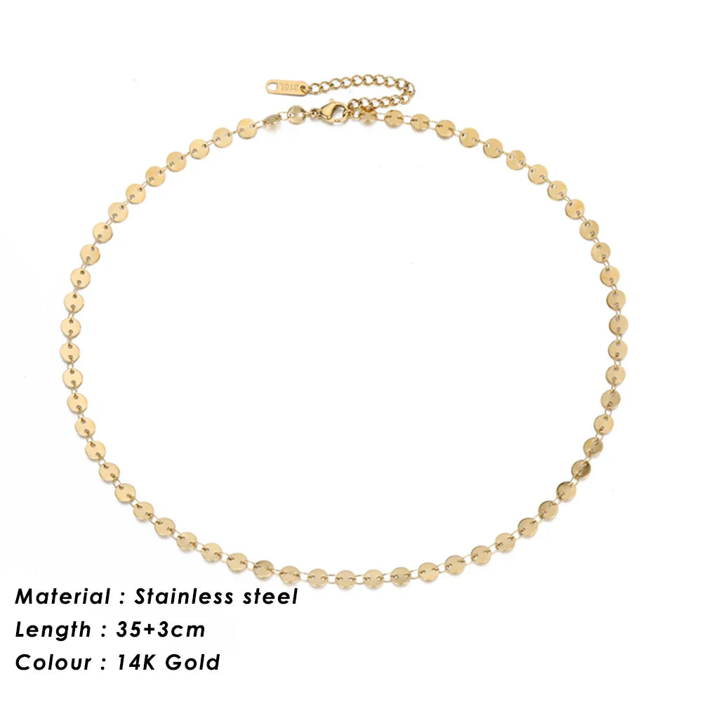 SUNIBI 316L Stainless Steel Chain Necklace for Women Gold Color Statement Choker Necklaces Do Not Fade Jewelry Wholesale