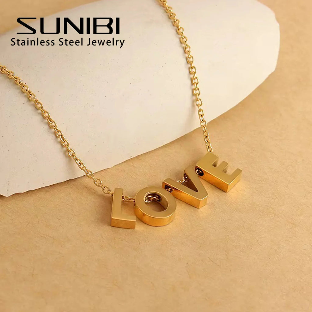 Stainless Steel Initial Heart Charm for Jewelry Silver Plated Letter Name Pendant for Women Wholesale Alphabet A-Z Jewelry Gift