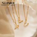 SUNIBI Stainless Steel Initial Necklace for Woman 26 Art Letters Heart DIY Pendant Necklace Gift Jewelry Wholesale Dropshipping