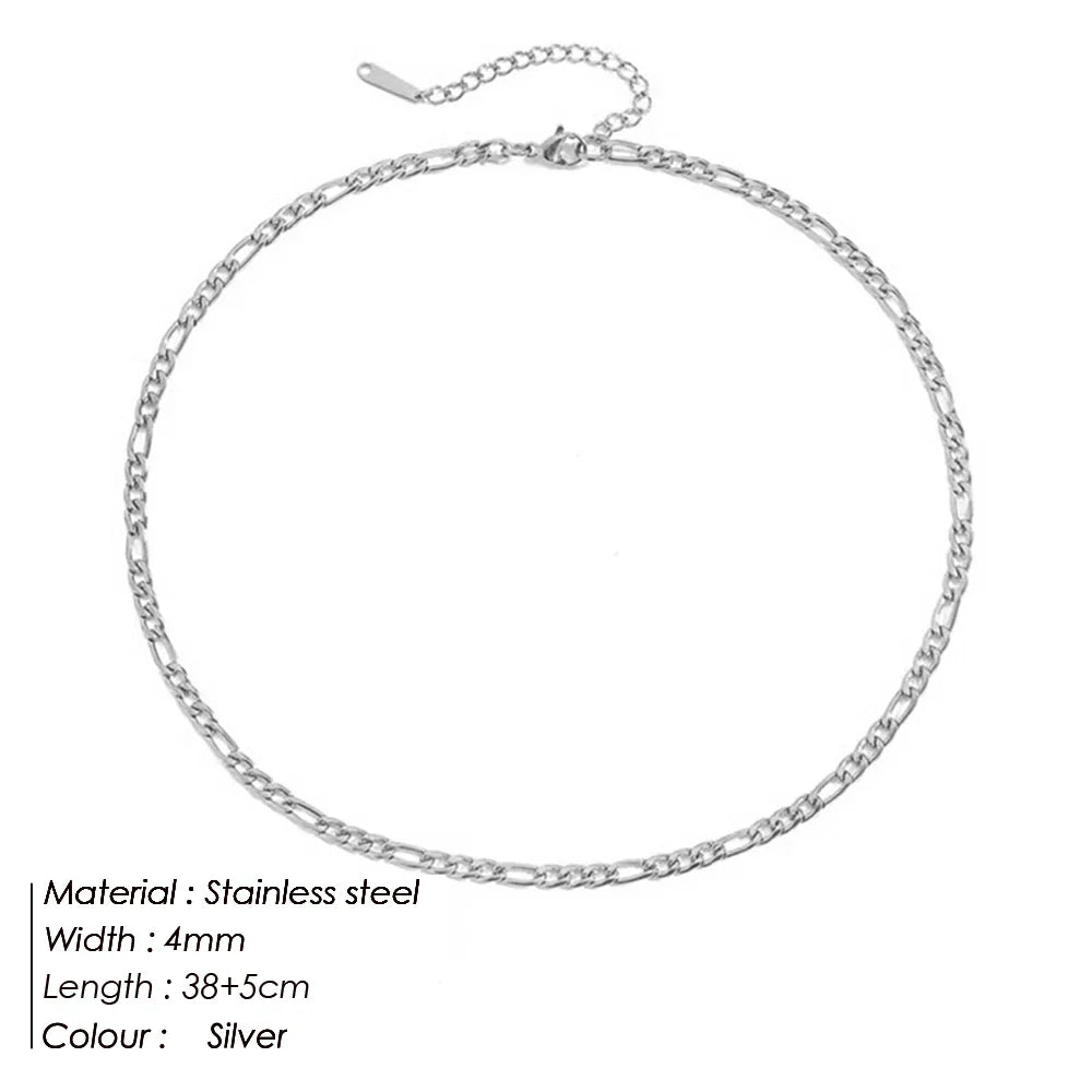 SUNIBI 316L Stainless Steel Chain Necklace for Women Gold Color Statement Choker Necklaces Do Not Fade Jewelry Wholesale