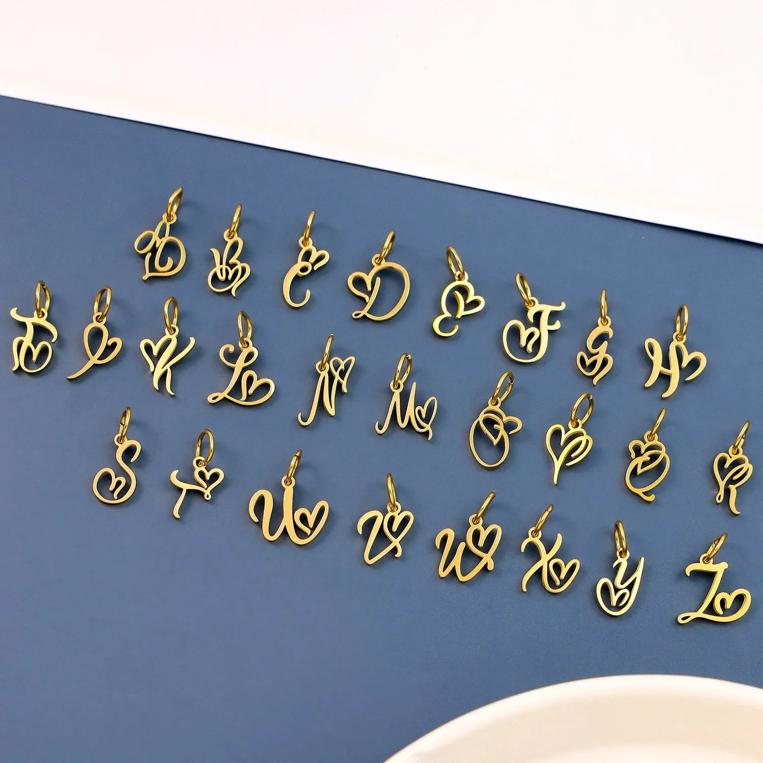 SUNIBI Heart Art Initial Alphabet Pendant DIY Name Customized Birthday Gift Stainless Steel Women Fashion Jewelry A-Z Wholesale
