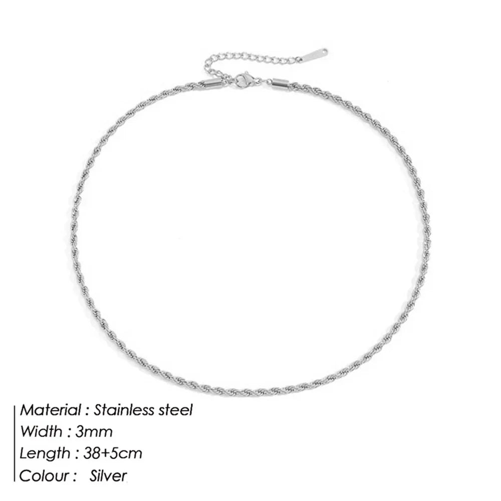 SUNIBI 316L Stainless Steel Chain Necklace for Women Gold Color Statement Choker Necklaces Do Not Fade Jewelry Wholesale