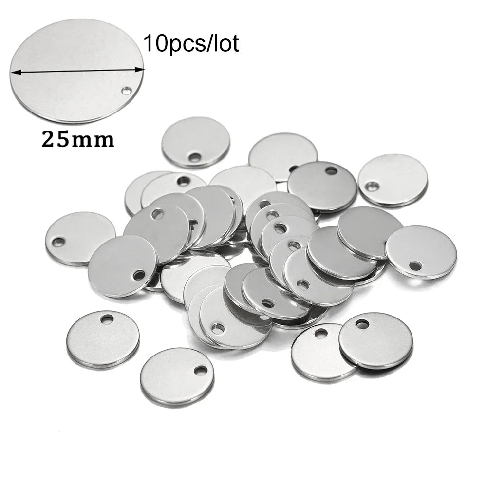 10-50Pcs Gold Stainless Steel Customized Dog Tag Heart-Shaped Oval Blanks Charm Pendant Charms For DIY Jewelry Making Supplies