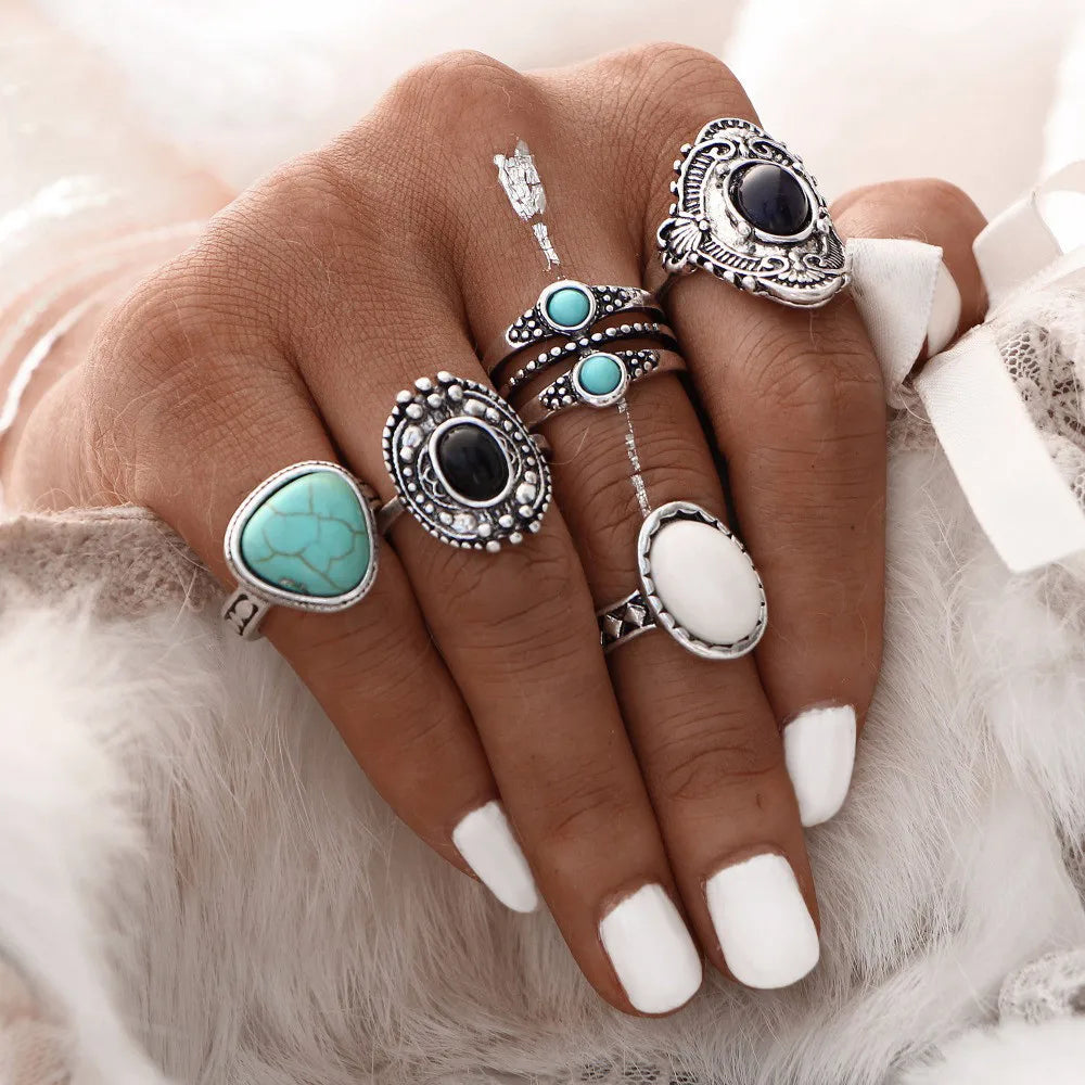 Trendy Geometric Moon Knuckle Finger Rings Set For Women 2021 Bohemian Crystal stone Female Ring Wedding Jewelry