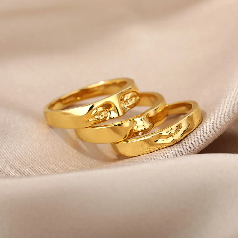 Eye Rings For Women Men Stainless Steel Gold Color Vintage Face Ring Sets Luxury y2k Aesthetic Jewelry 2025 кольца anillos