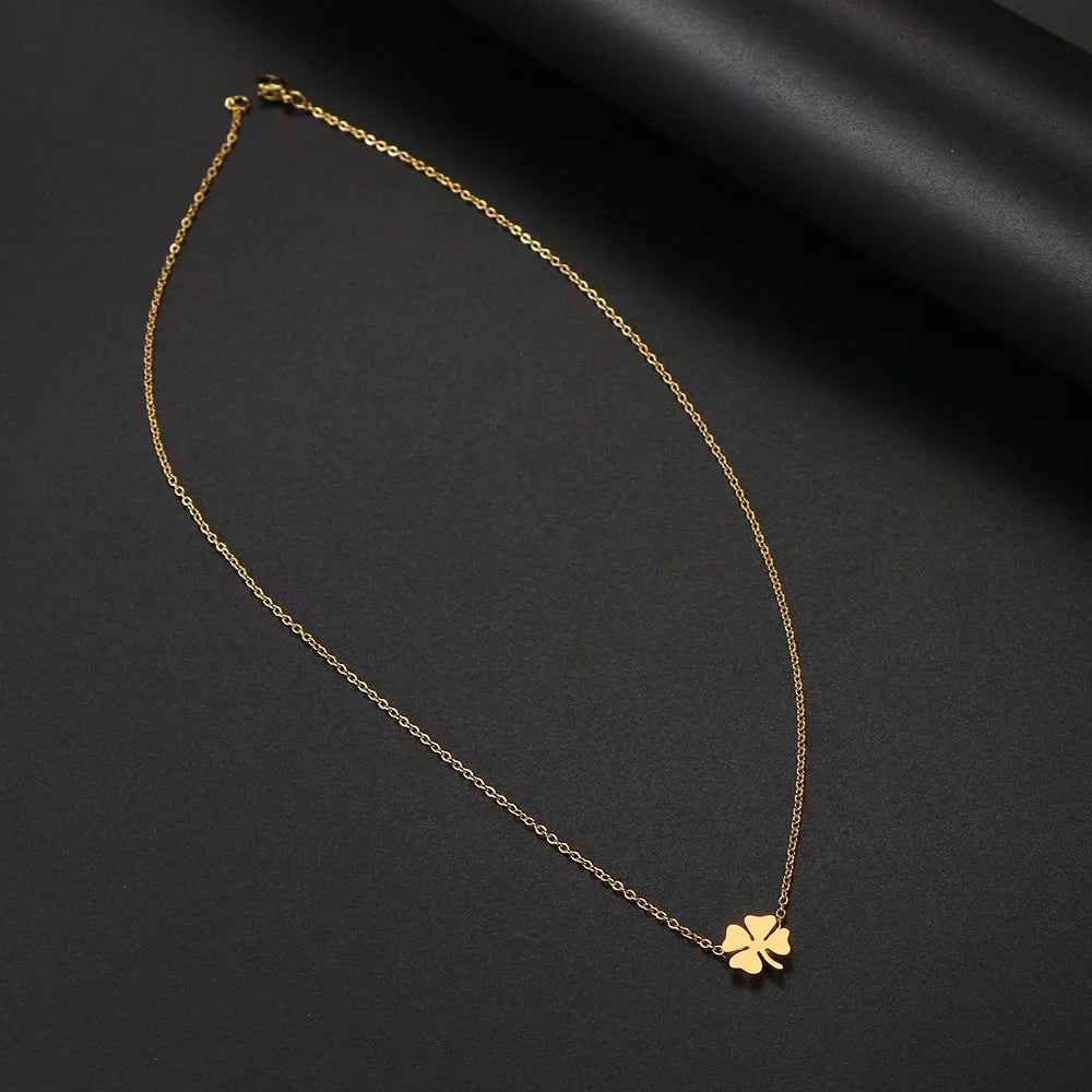 Stainless Steel Necklaces Four Leaf Clover Fashion Classic Style Men Chain Necklace For Women Jewelry Collar Pendant Gifts NEW
