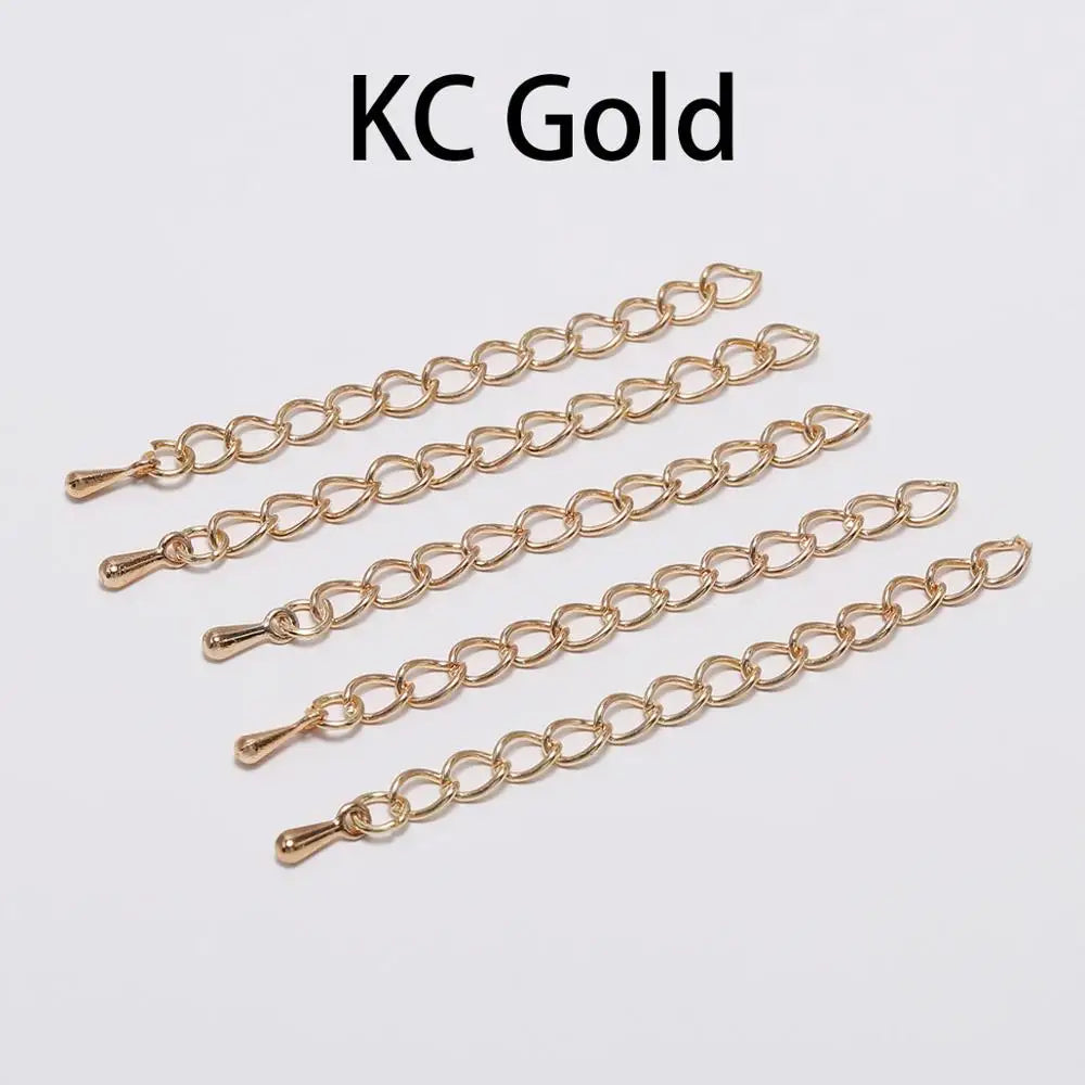 20pcs/lot 50-70mm Extended Extension Tail Chain Connectors Water Drop End Beads For DIY Jewelry Making Bracelet Necklace