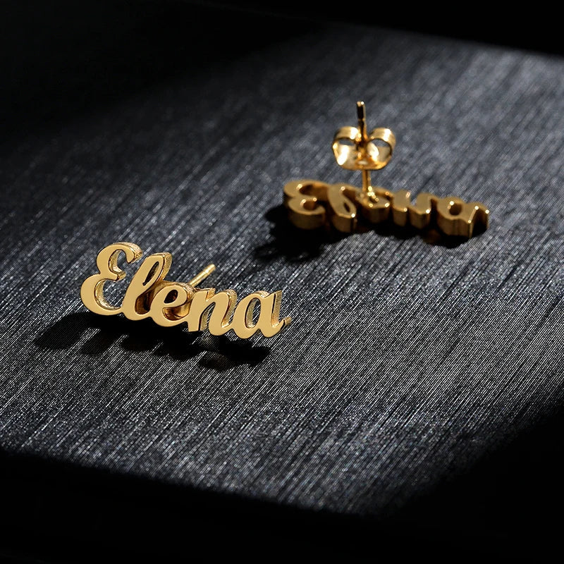 Custom Name Stud Earrings For Women Stainless Steel Earrings Any Pattern For Best Friend Girls Jewelry aretes de mujer