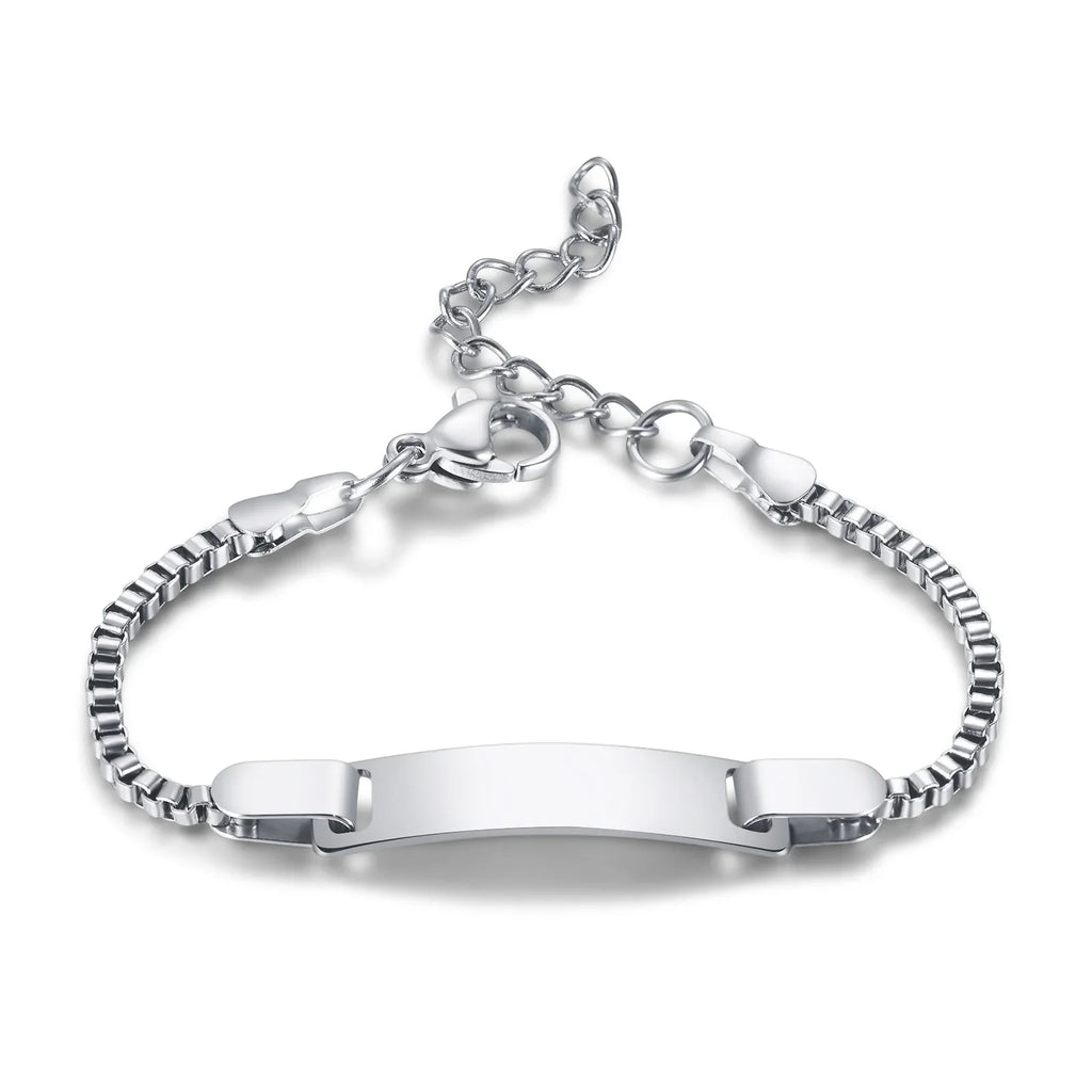 Persoanlized Custom Name Heart Bracelet,Stainless Steel Figaro Chain Link Adjustable,Engraved Gift for Boy Girl