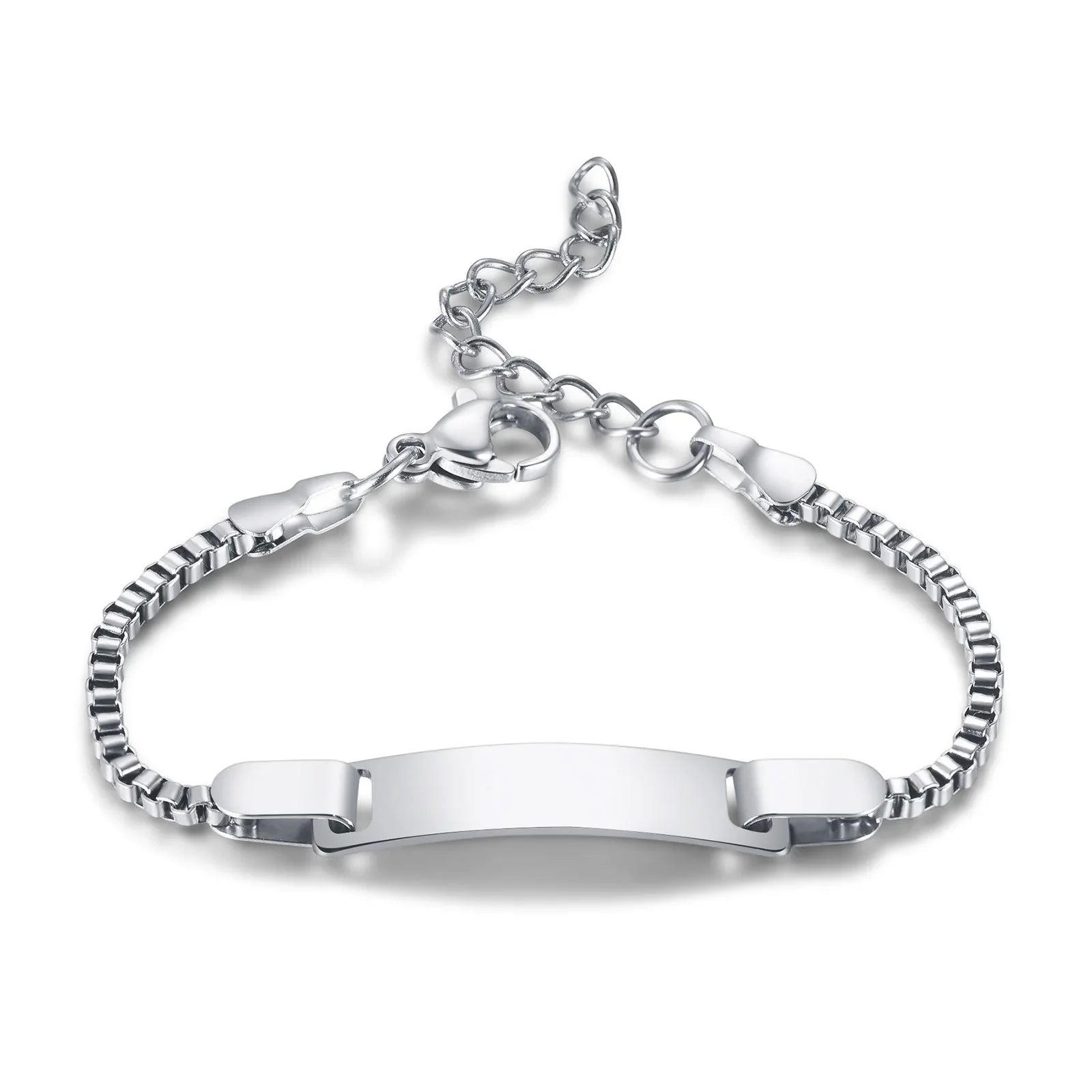 Persoanlized Custom Name Heart Bracelet,Stainless Steel Figaro Chain Link Adjustable,Engraved Gift for Boy Girl