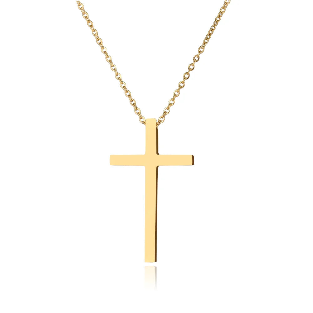 Stainless Steel Necklaces Classic Cross Jesus Fashion Large Style Man Chain Necklace For Women Jewelry Collar Pendant Gifts NEW