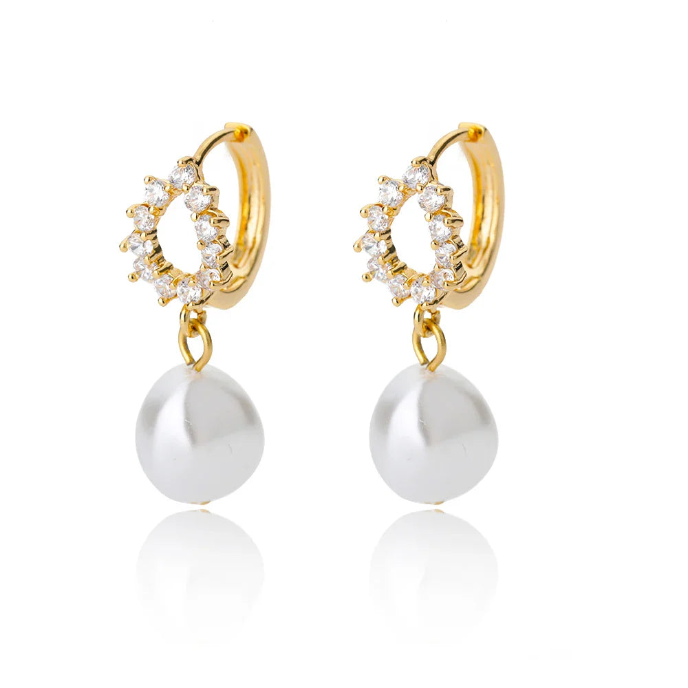 Irregular Pearl Earrings For Women Stainless Steel Round Pearl Circle Ear Clip Earring Women Jewelry Gift Mujer Accessories