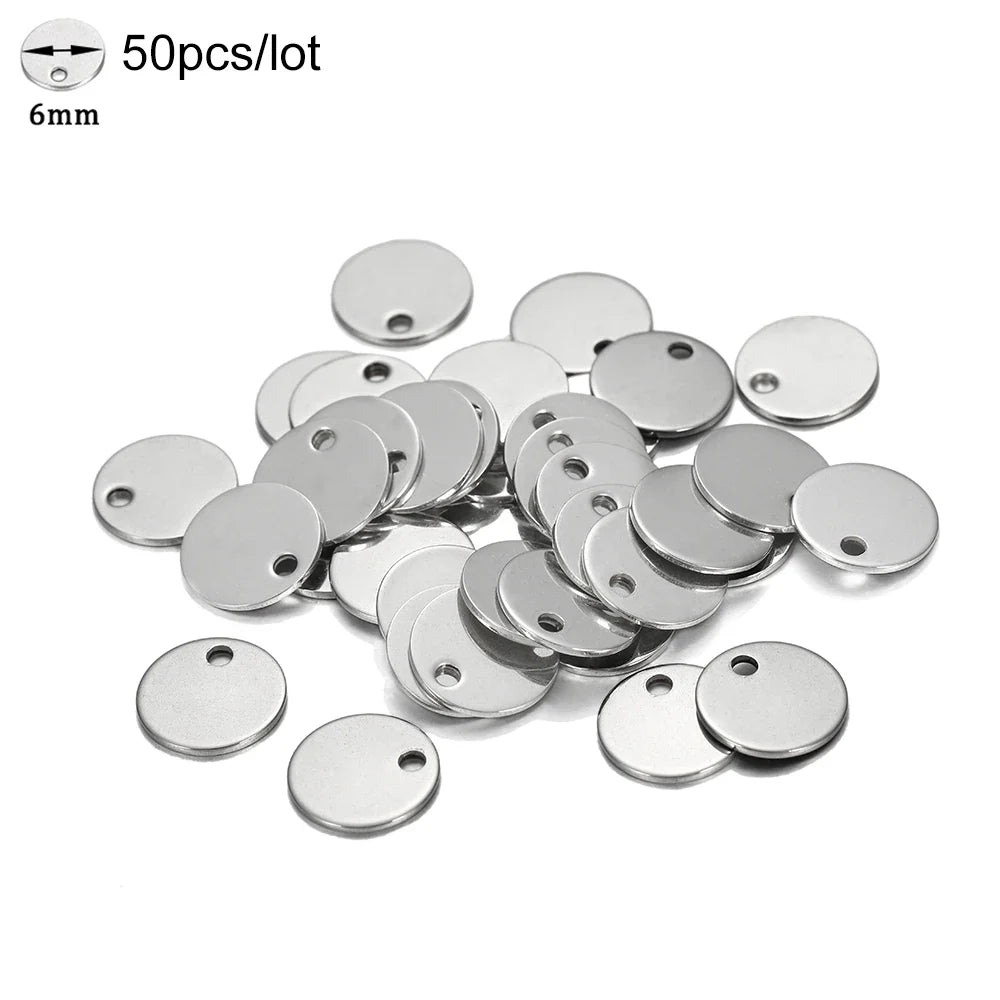 10-50Pcs Gold Stainless Steel Customized Dog Tag Heart-Shaped Oval Blanks Charm Pendant Charms For DIY Jewelry Making Supplies