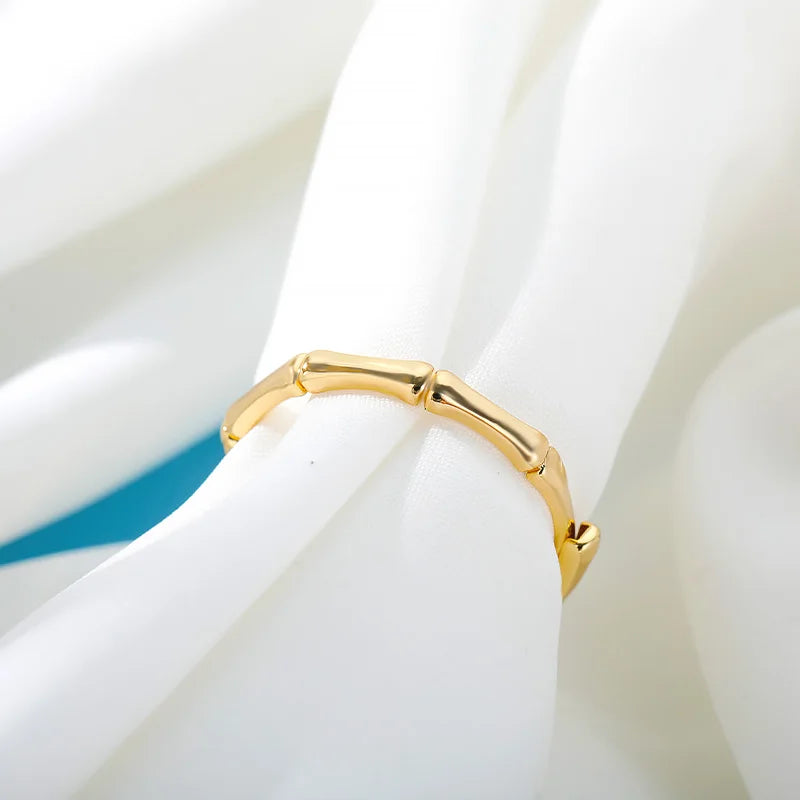 Stainless Steel Bamboo Joint Rings For Women Men Silver Color Open Adjustable Male Female Engagement Wedding Ring Jewelry