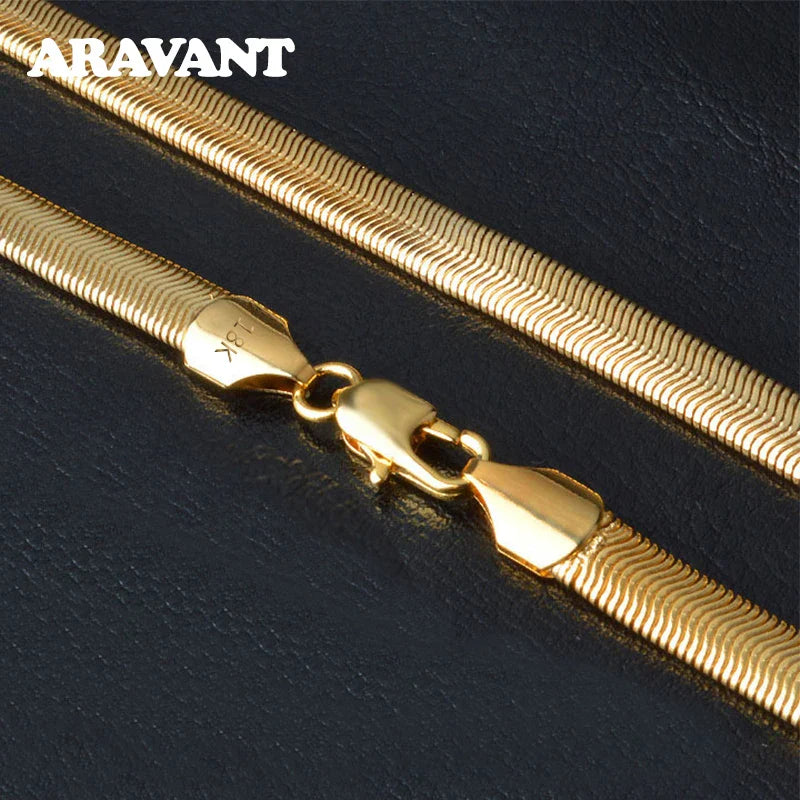 Aravant 925 Silver 18K Gold 6MM Snake Chain Necklace For Men Women Fashion Jewelry