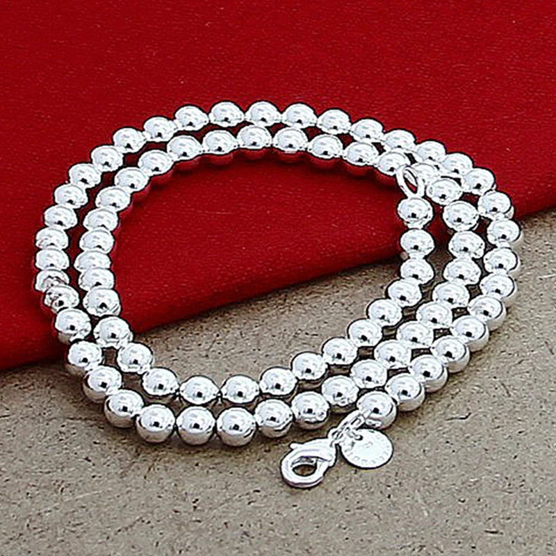 Aravant 925 Silver 4MM/6MM/8MM/10MM Bead Chain Necklace For Men Women Fashion Jewelry