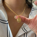 Bohemian Moon and Sun Face Pendant Necklaces Golden Minimalist Layered Coin Necklace For Women Men Jewelry Friendship Gift BFF