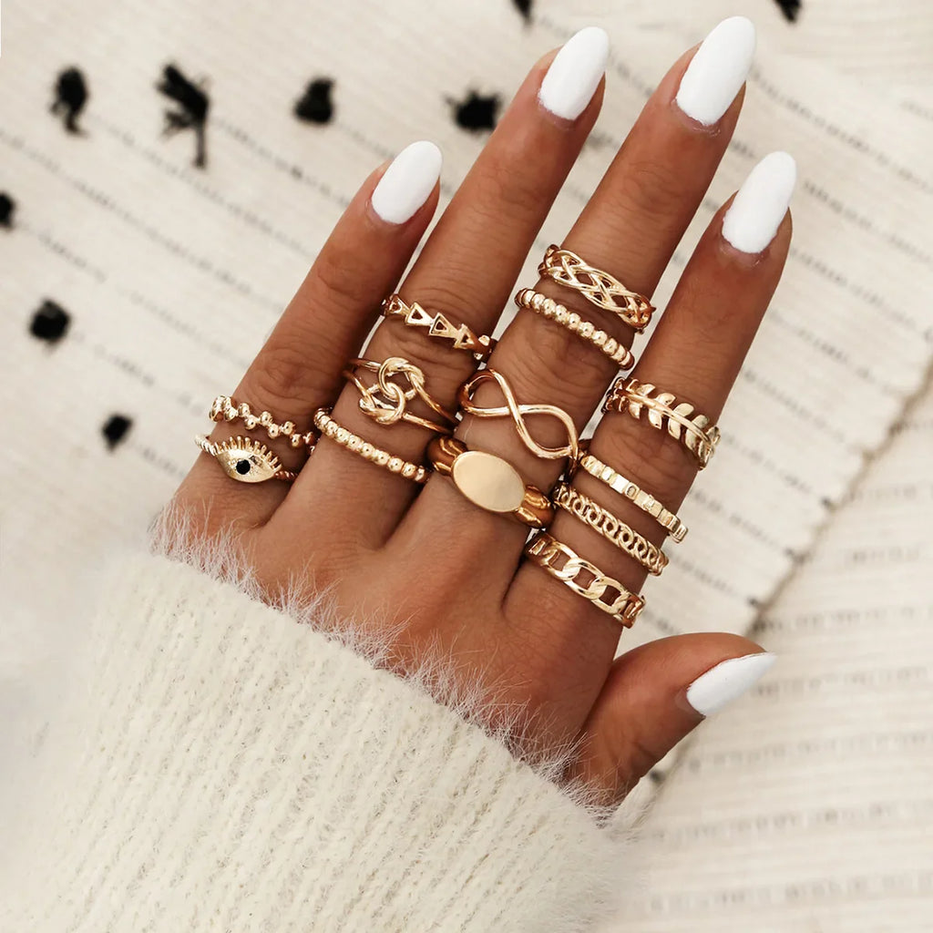 Trendy Geometric Moon Knuckle Finger Rings Set For Women 2021 Bohemian Crystal stone Female Ring Wedding Jewelry