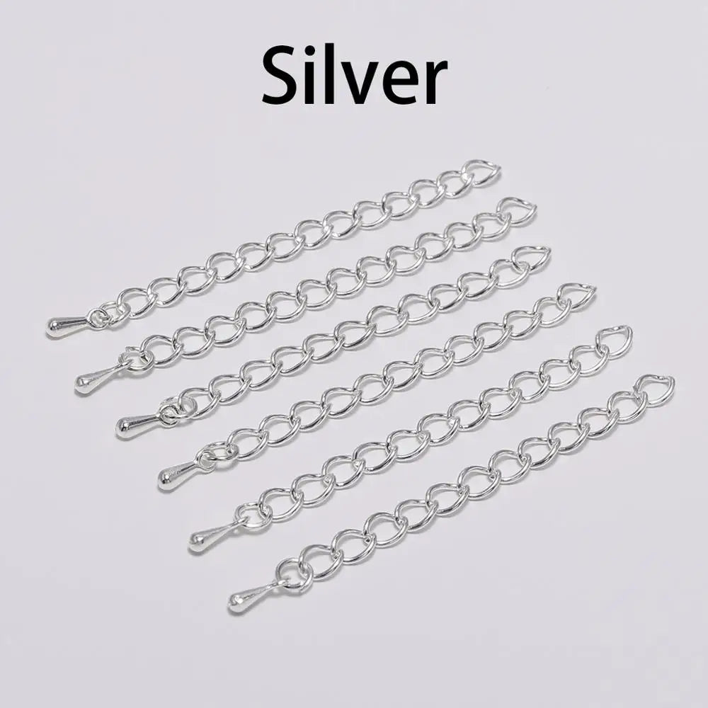 20pcs/lot 50-70mm Extended Extension Tail Chain Connectors Water Drop End Beads For DIY Jewelry Making Bracelet Necklace