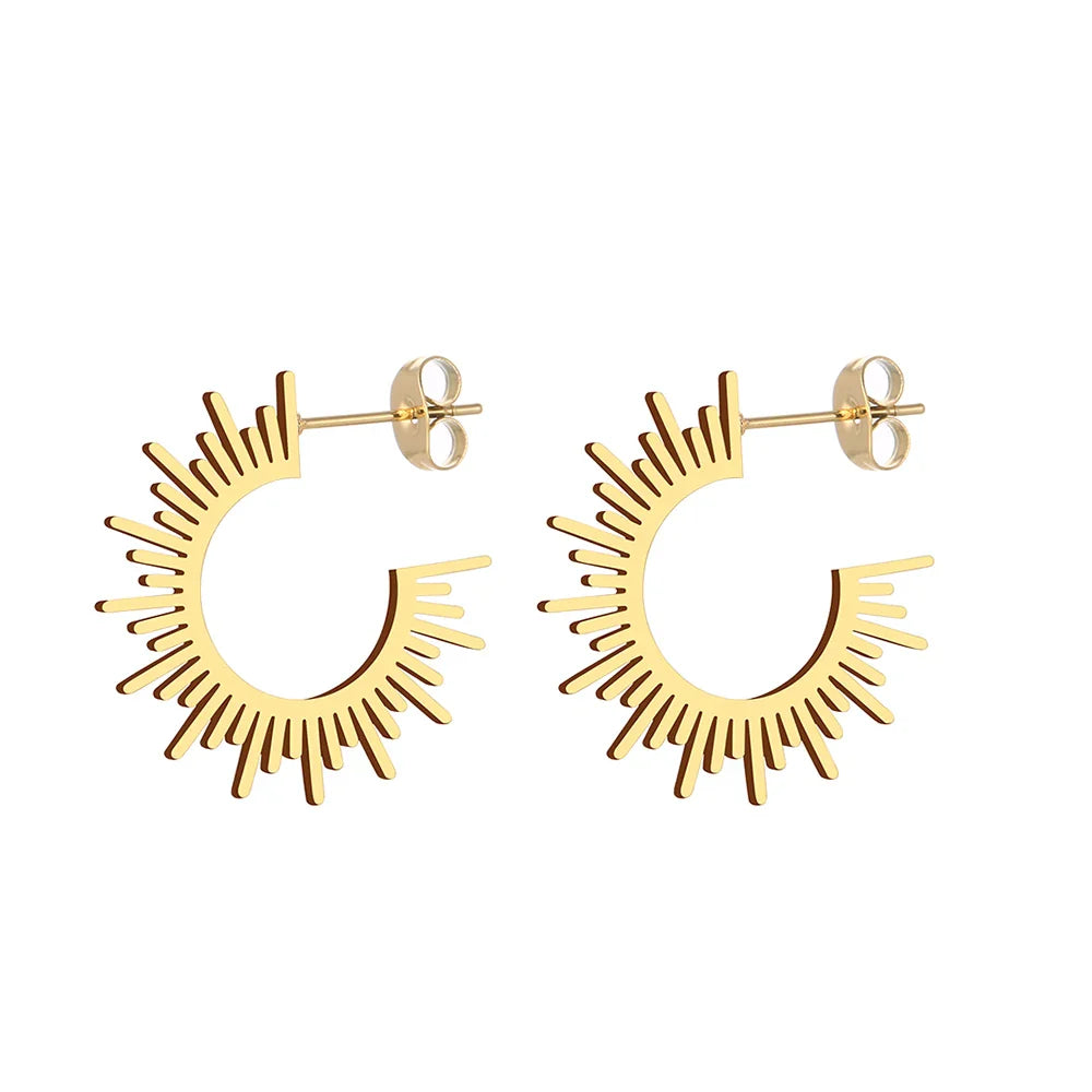 Stainless Steel Jewelry Geometric Earrings For Women Best Half Circle Spiked Femme Charm Earrings Party Best Wedding Gifts