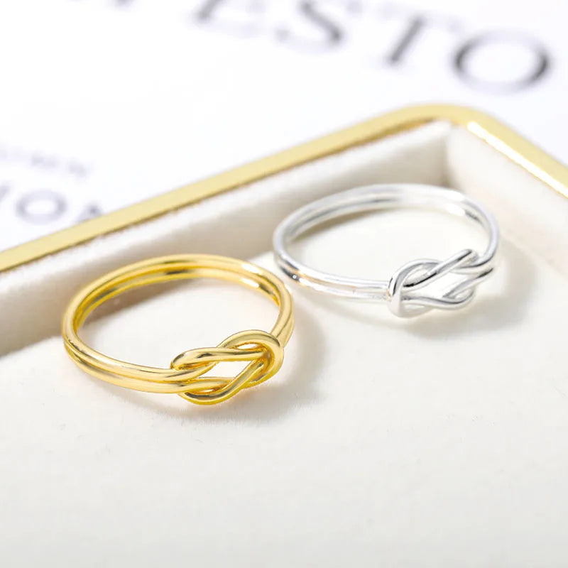 Knot Infinity Rings For Women Girls Gold Color Stainless Steel Heart  Finger Ring Vintage Jewelry Gift Anillos Bague Femme