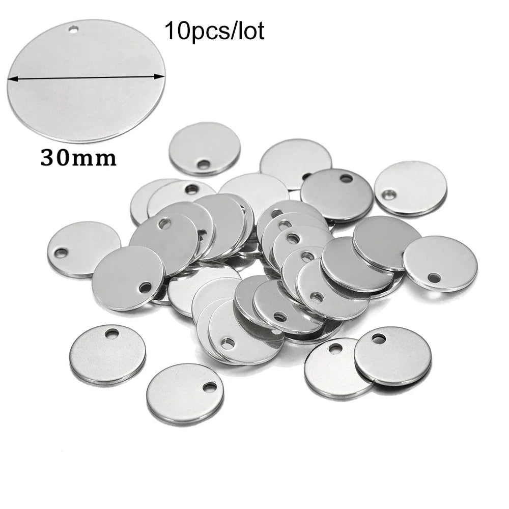 10-50Pcs Gold Stainless Steel Customized Dog Tag Heart-Shaped Oval Blanks Charm Pendant Charms For DIY Jewelry Making Supplies
