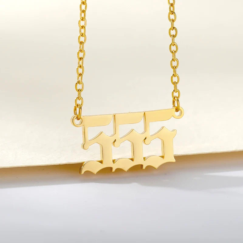 777 Angel Number Necklaces For Women Stainless Steel Couple Necklace Goth Chains Collar Choker Vintage Jewelry Aesthetic