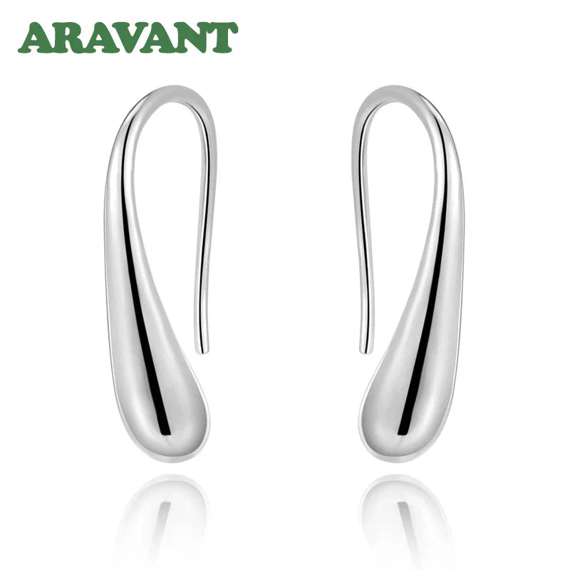 Aravant 925 Silver Earring Black Teardrop/Water Drop/Raindrop Dangle Earrings For Women Men Fashion Jewelry Gifts 4 Colors